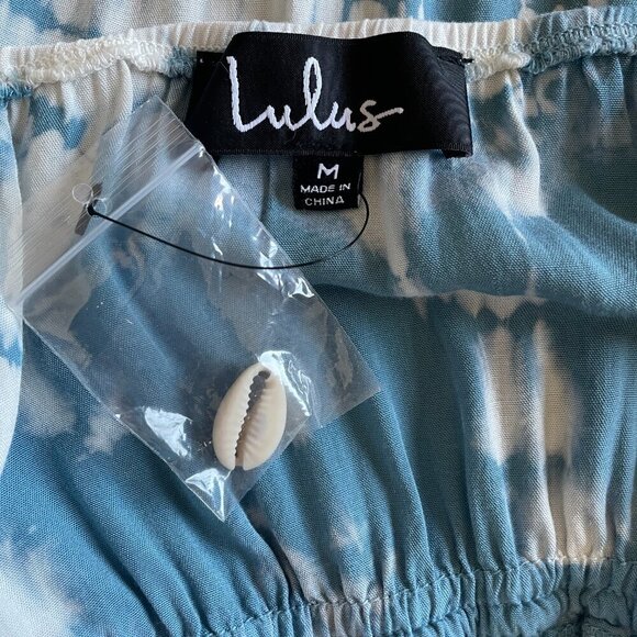 NWT Lulus In a Daydream Blue & White Tie-Dye Maxi Dress - Halter Dress, Size M - Picture 9 of 10